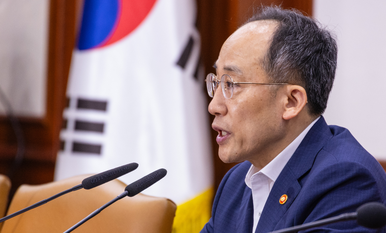 Finance Minister Choo Kyung-ho speaks during a meeting in Seoul, Wednesday (Ministry of Economy and Finance)