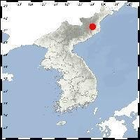 This photo shows the position of Punggye-ri (red mark), a North Korean nuclear test site in Kilju, North Hamgyong Province. (United States Geological Survey website)
