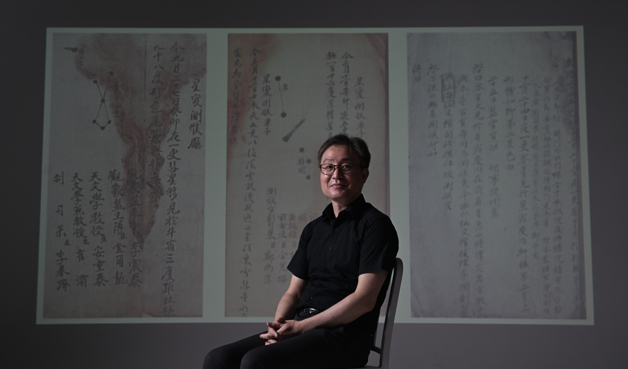 Yang Hong-jin, manager of the Center of Historical Astronomy at the Korea Astronomy and Space Science Institute, speaks in an interview with The Korea Herald at the Herald Square in Seoul on July 28. (Park Hae-mook/The Korea Herald)