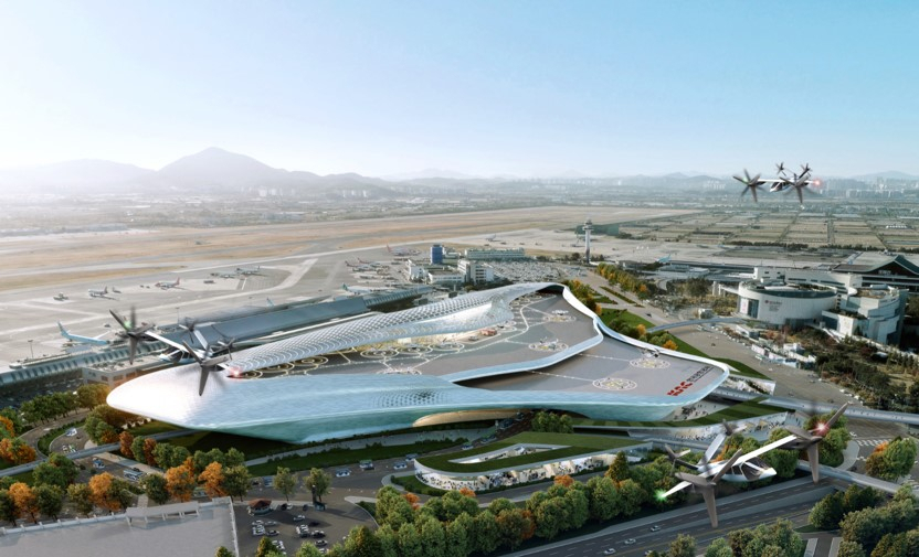 A concept of a large-scale vertiport developed by Posco, Hanwha and Korea Airports Corp. (Korea Airports Corp.)