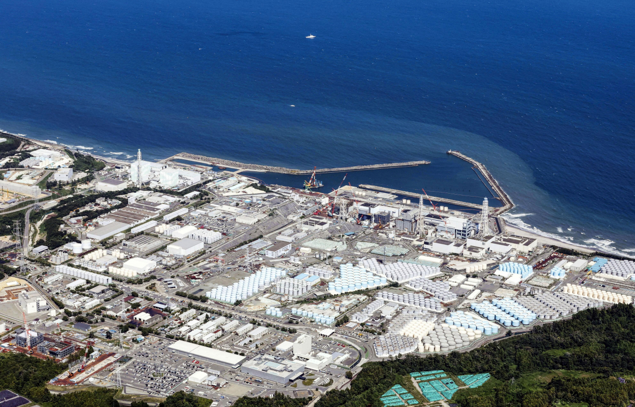 An aerial view shows the Fukushima Daiichi nuclear power plant, which started releasing treated radioactive water into the Pacific Ocean, in Okuma town, Fukushima prefecture, Japan on Aug. 24. (Reuters)