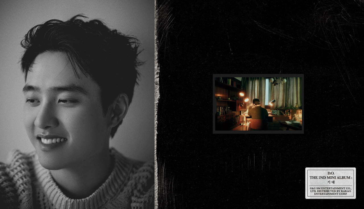 The image on the left shows Exo's D.O. and on the right is an image of his new solo album, 