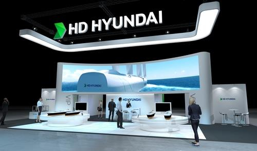 HD Hyundai Group's booth at the upcoming Gastech 2023 in Singapore (Yonhap)