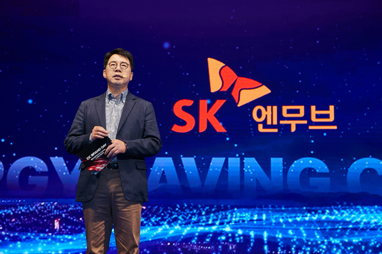 SK Enmove CEO Park Sang-gyu speaks at the ZIC Brand Day conference in Seoul on Tuesday. (SK Enmove)