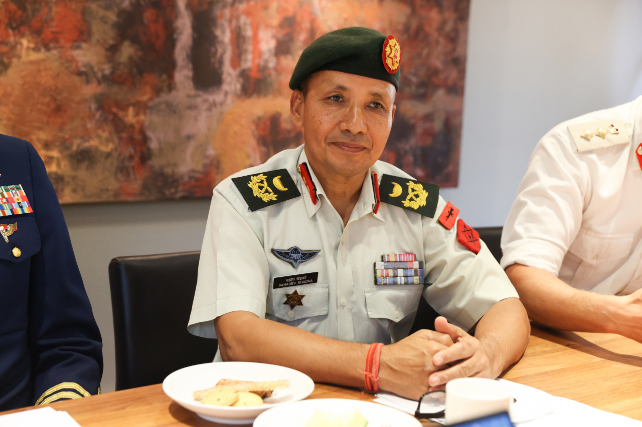 Major General Shahadev Khadka, a commandant at Nepali Army War College at a roundtable interview with The Korea Herald in Seoul. (Park Chan-young/UN Women)