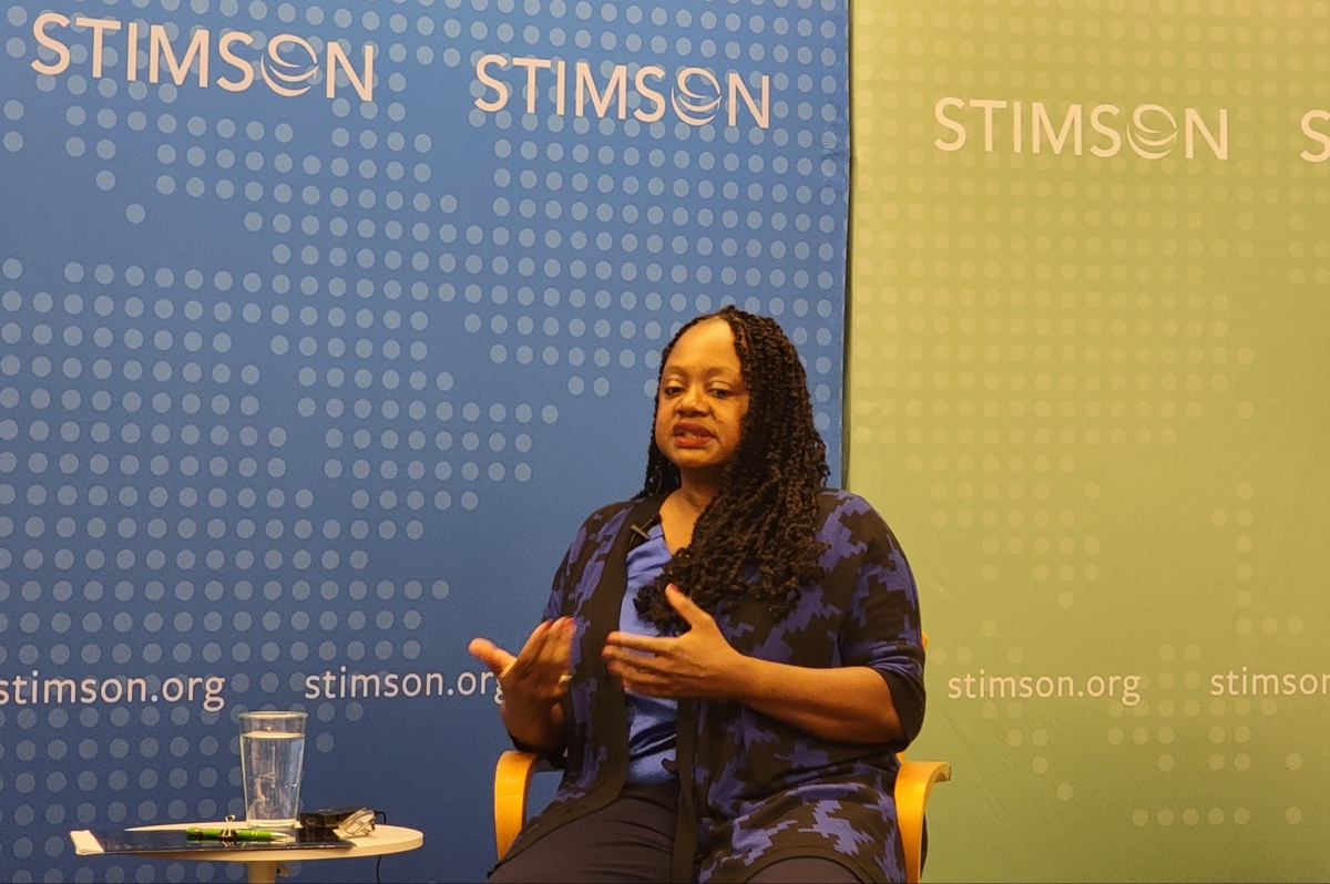 Bonnie Jenkins, undersecretary of state for arms control and international security, speaks during a forum at the Stimson Center in Washington on Thursday. (Yonhap)