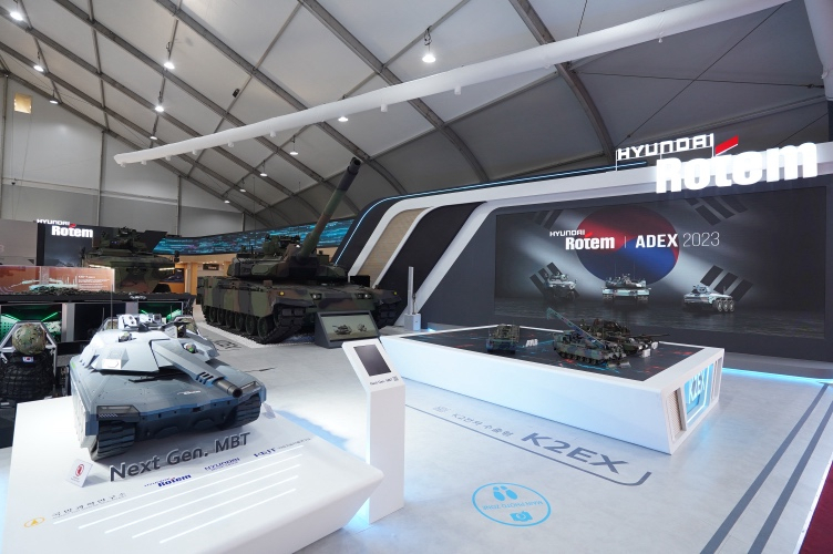 Hyundai Rotem's exhibition booth at the Seoul International Aerospace & Defense Exhibition 2023 (Hyundai Rotem)