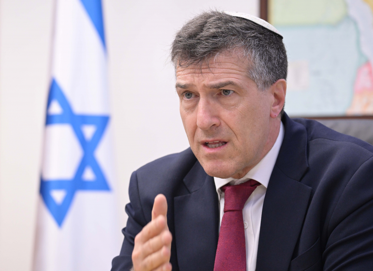 Akiva Tor, the Jerusalem ambassador to South Korea, speaks during an interview with The Korea Herald at the Israeli Embassy in Seoul on Thursday. (Lee Sang-sub/The Korea Herald)