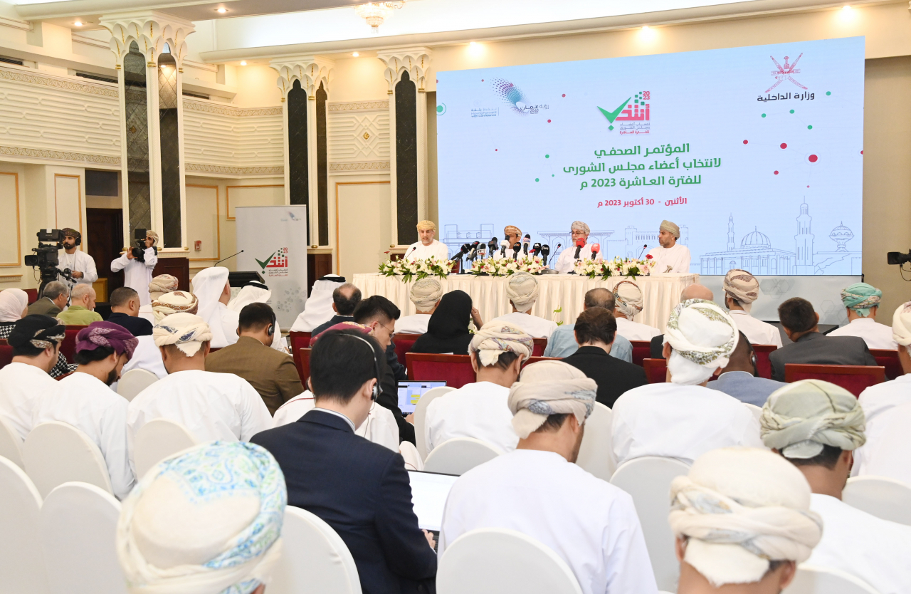 Omani government officials speak at a press conference held in Muscat, Oman on Monday. (Courtesy of Oman News Agency)