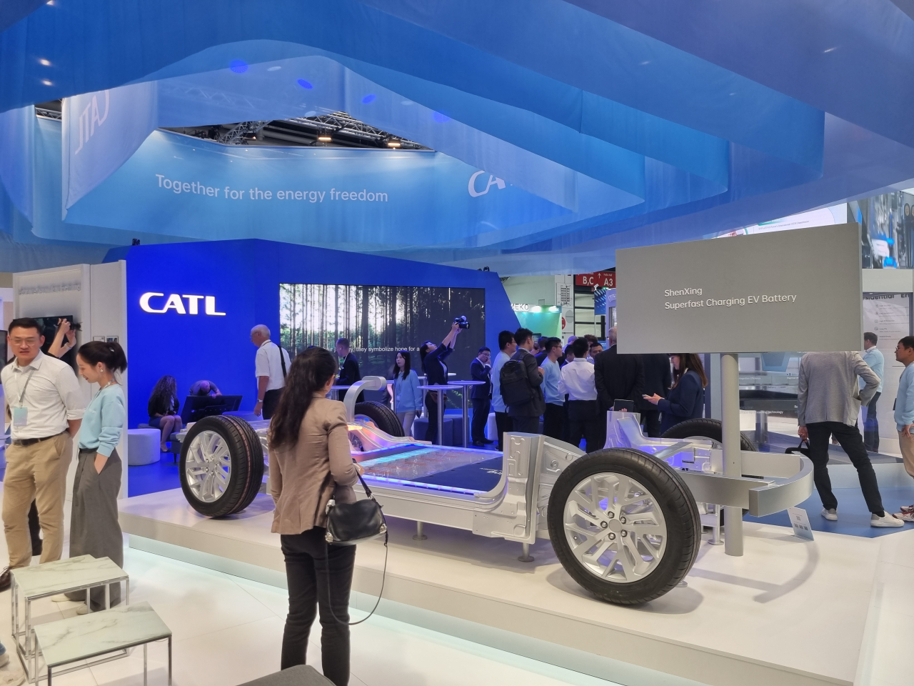 CATL's exhibition booth at the IAA Mobility 2023 in Munich (Kan Hyeong-woo/The Korea Herald)