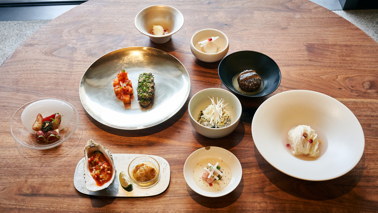 Creative Korean dishes prepared by chefs during the Korean Food Promotion Institution's 