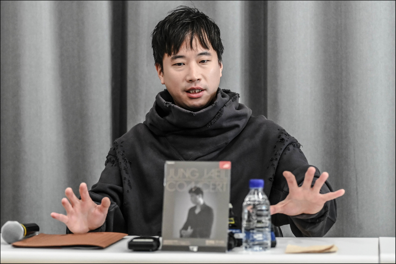 Music director Jung Jae-il talks about his upcoming solo concert during a press conference at the Sejong Center for the Performing Arts in Seoul, Monday. (Sejong Center)
