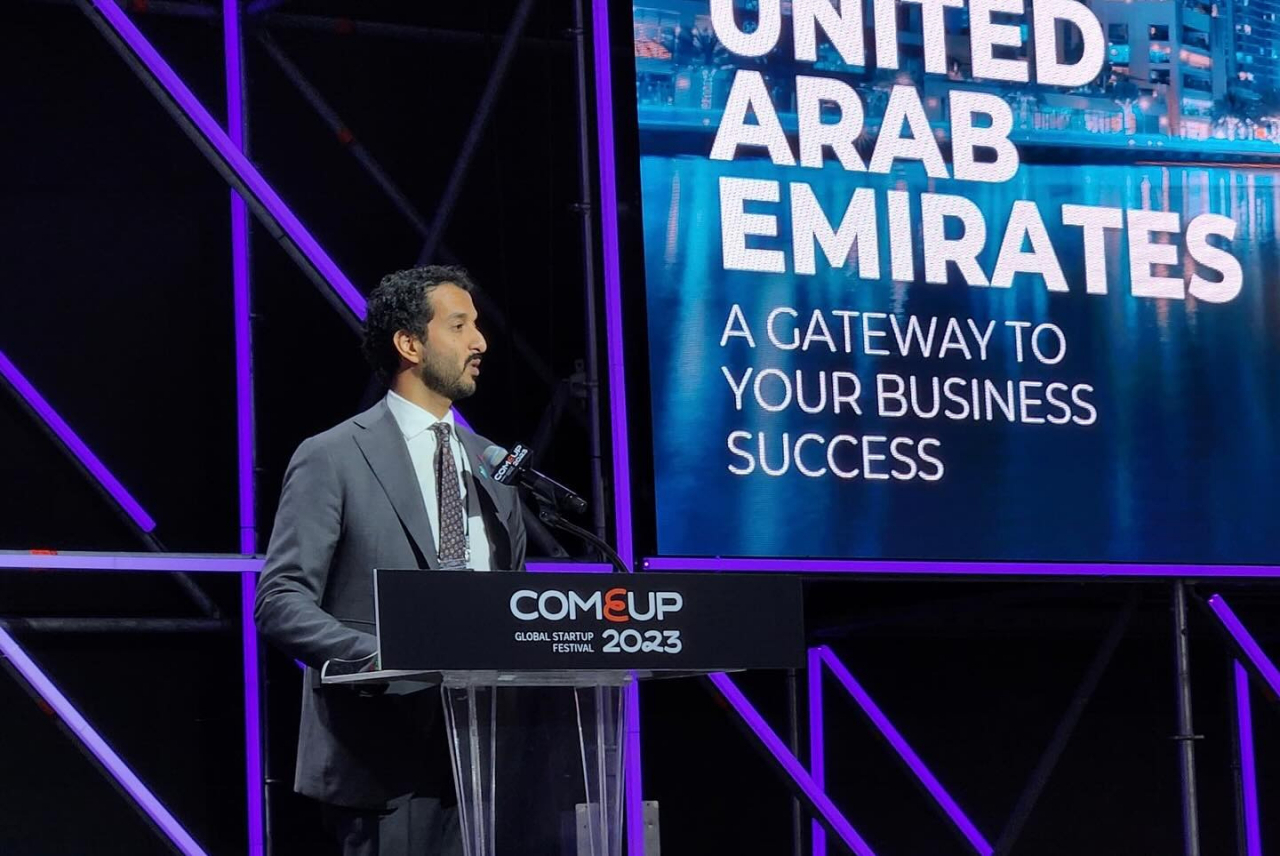 Minister of Economy of the United Arab Emirates Abdulla Bin Touq Al Marri attends 'COMEUP 2023' at Dongdaemun Plaza in Jung-gu, Seoul on Thursday. (UAE Ministry of Economy)