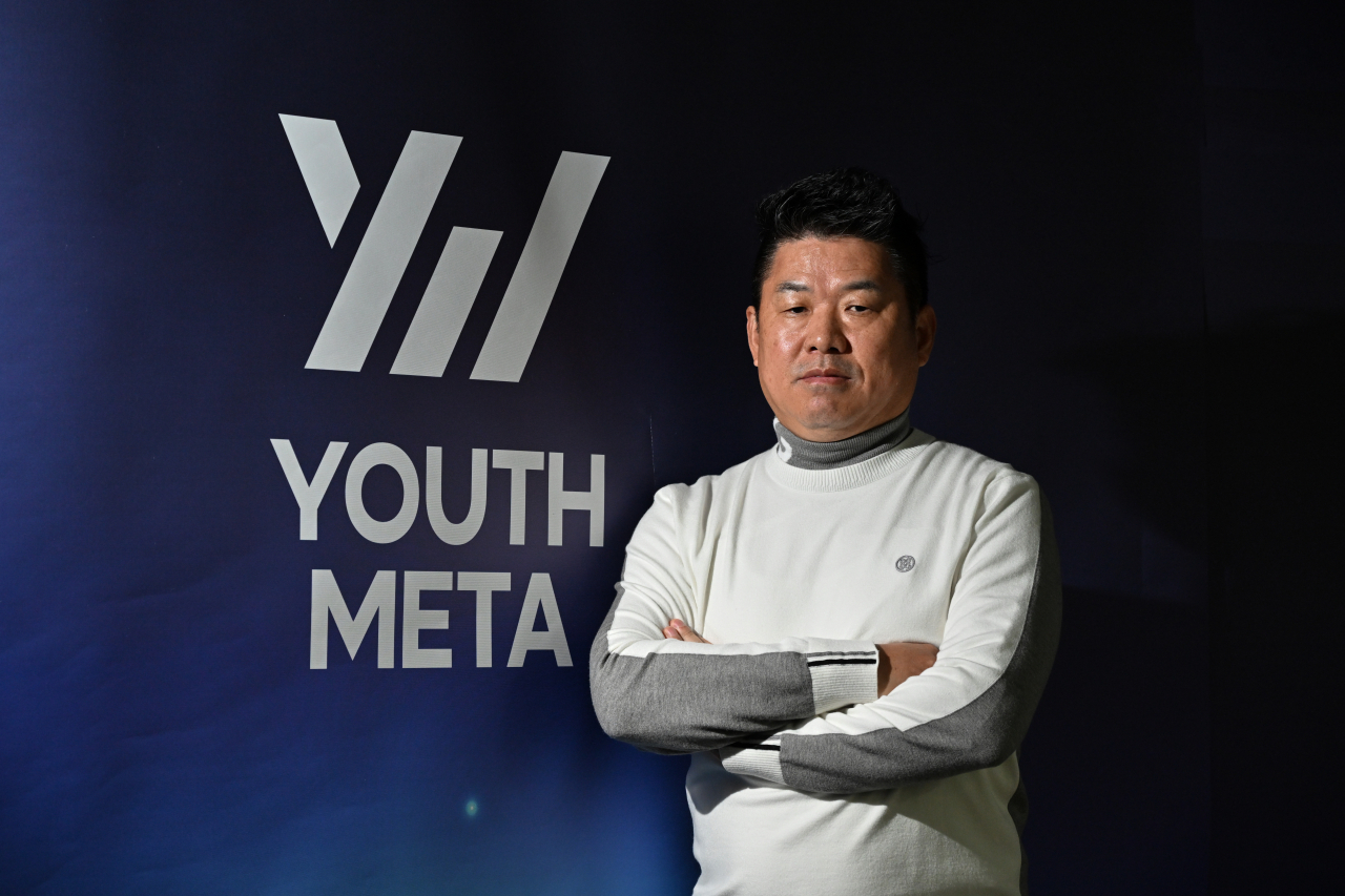Iron Won, CEO of Youth Meta, poses for photos before an interview with The Korea Herald at the company's headquarters in Seoul, Monday. (Im Se-jun/The Korea Herald)