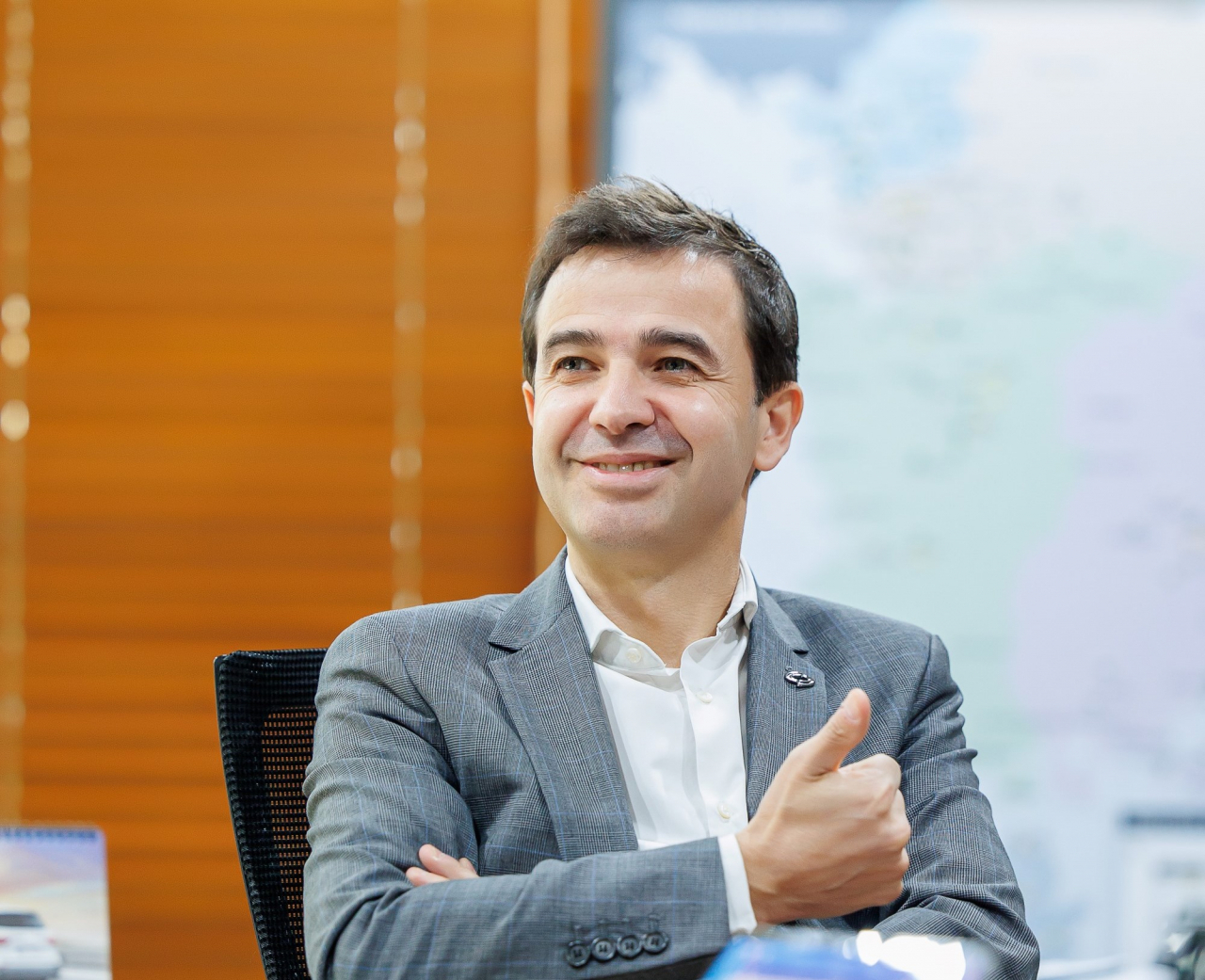 Renault Korea Motors CEO Stephane Deblaise speaks during an interview with The Korea Herald at his office in Seoul on Dec. 5. (Renault Korea Motors)