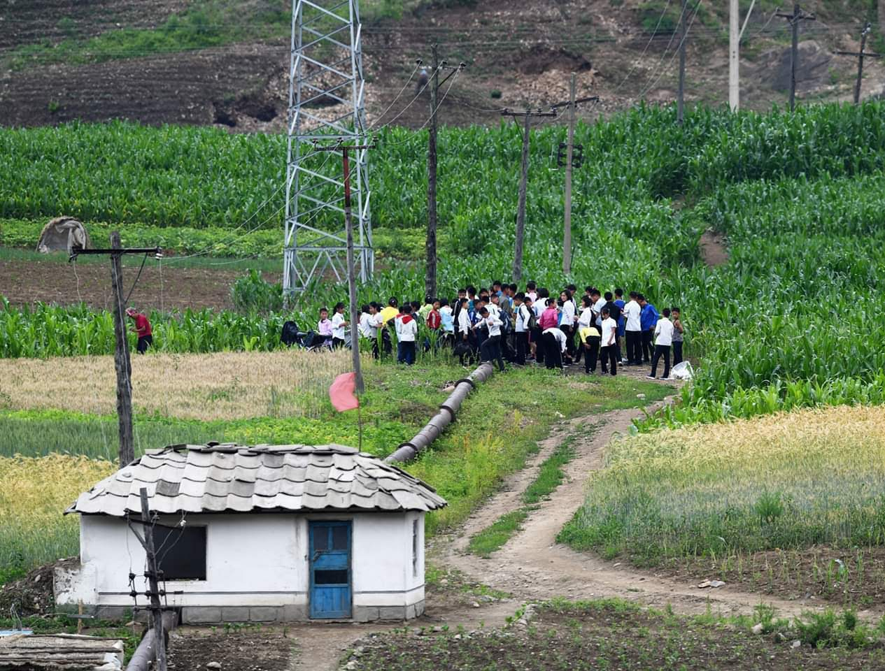A photo taken by Ju Chan-yang's contact in North Korea shows a gathering in a rural village in Hamgyong Province, North Korea. (Ju Chan-yang)