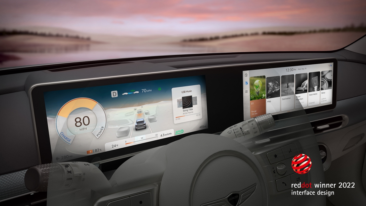 The Connected Car Integrated Cockpit for Hyundai's Genesis brand was awarded the Red Dot design award for its interface in 2022. (Hyundai Motor Group)