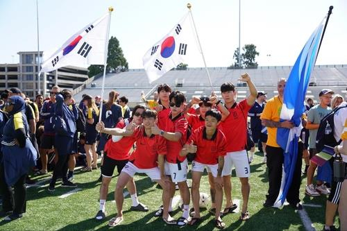 This photo on Wednesday, shows South Korea in action at the 2023 Homeless World Cup in Sacramento, California. (Yonhap)