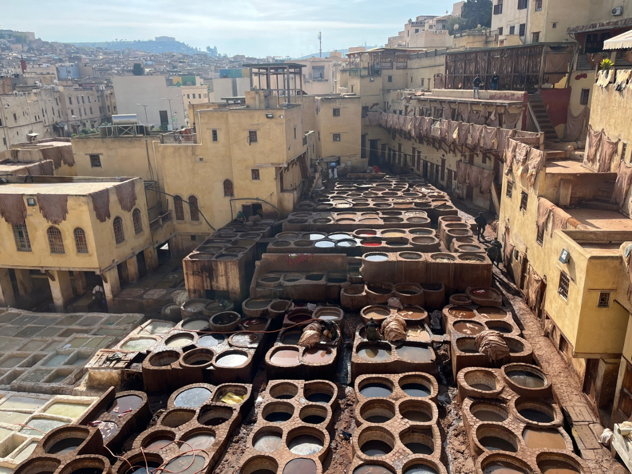The view of the Chouara Tannery in Fes, Morocco. It is the largest and oldest of the three tanneries in the city. (Lee Jaeeun/The Korea Herald)
