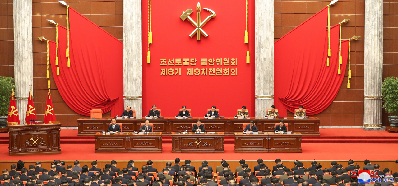 North Korea's ruling Workers' Party holds a plenary meeting of its Central Committee on Tuesday, to review state policies for this year and discuss those for 2024. (KCNA)