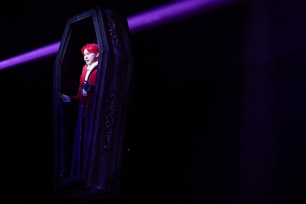 Musical actor Kim Jun-su performs as Dracula in the musical 