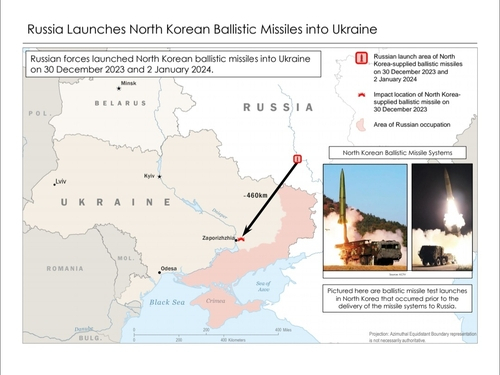 This image shows Russia's recent launch of North Korean ballistic missiles into Ukraine. (White House)