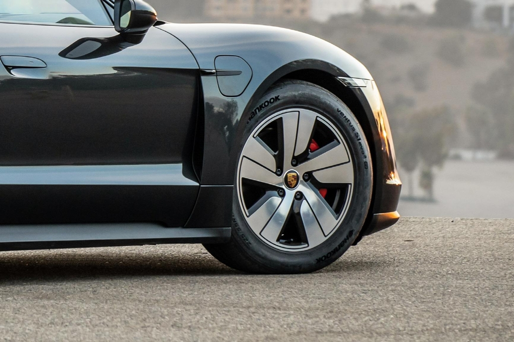 Hankook Tire's Ventus S1 Evo EV tires are featured on the all-electric Porshe Taycan. (Hankook Tire)