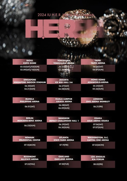 The schedule for IU's world tour, the 