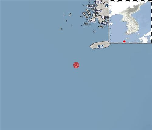 This image shows the location of a 3.8 magnitude earthquake on Wednesday, as provided by the Korea Meteorological Administration. (Yonhap)