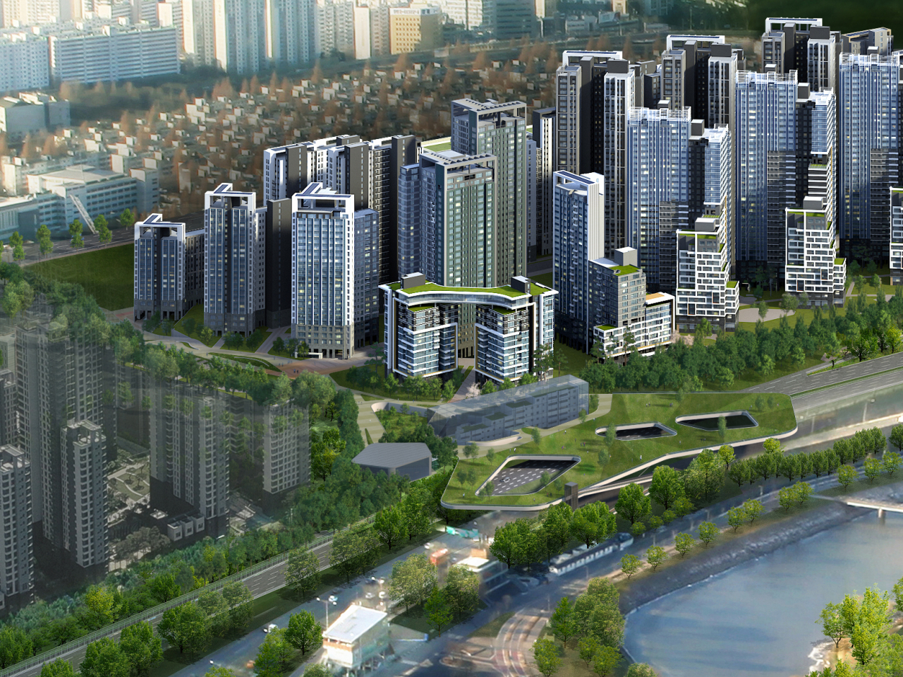 This image, provided by the Seoul city government, shows a rendering of the Banpo District Hangang Connection Park, to be built by 2027 as part of the city's pedestrian-friendly measures.
