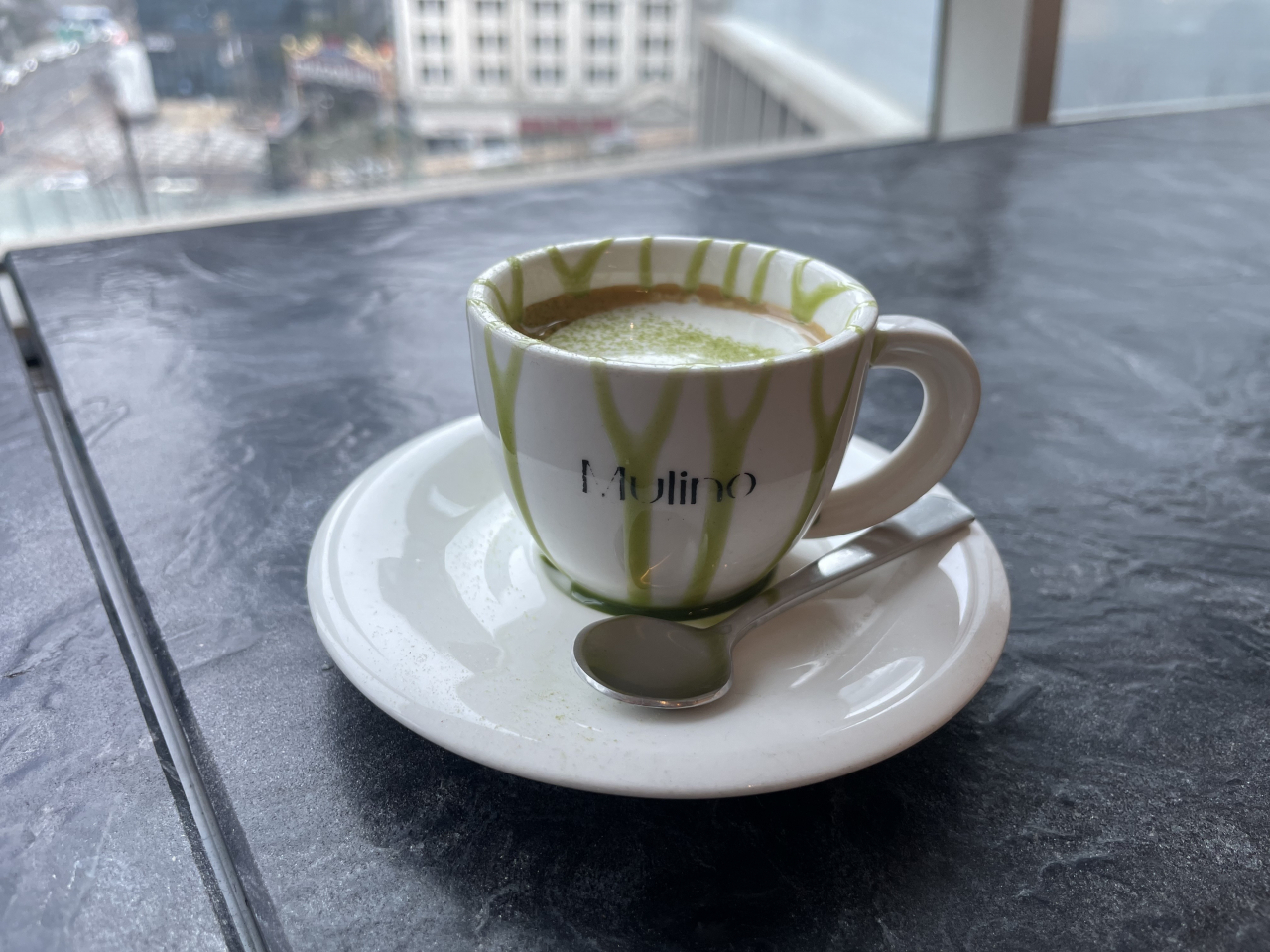 Mulino's matcha espresso. (Kim Da-sol/The Korea Herald)