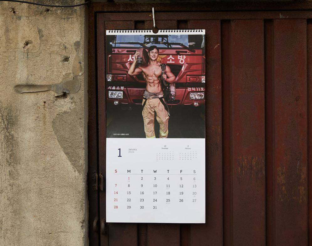 2024 calendar featuring a shirtless firefighter (10x10)