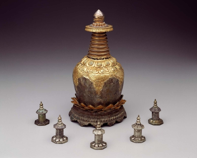 미국 보스턴미술관에 소장된 고려시대의 ‘은제도금 라마탑형 사리구’. 대한불교조계종 제공