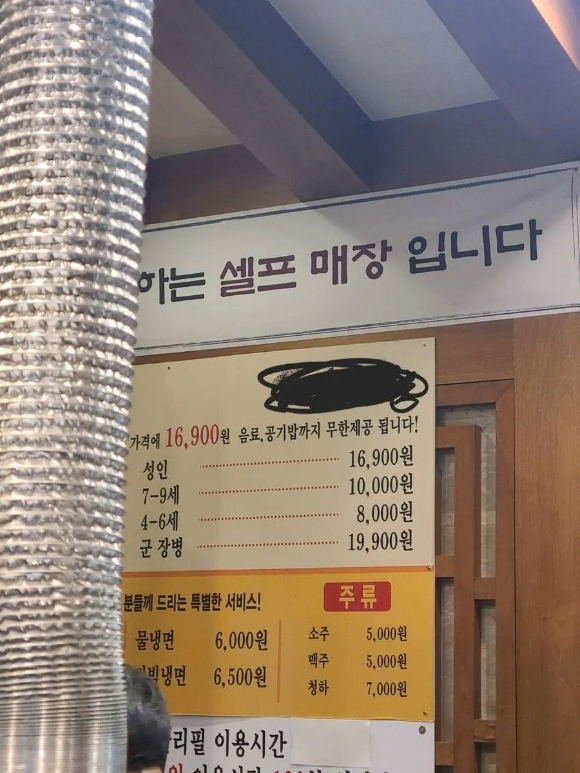 This uncredited photo shows a menu at a restaurant formerly operating in Yeoju, Gyeonggi Province. The prices on the menu indicate that soldiers will be charged 3,000 won more than other adults.