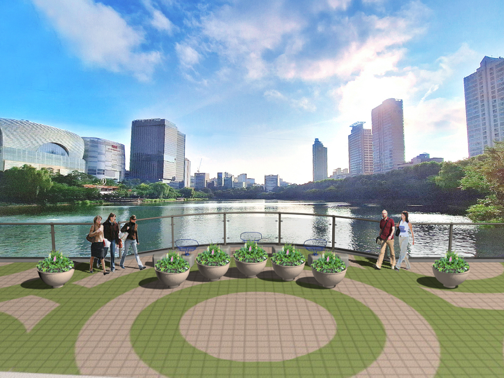 A rendering of an observation deck installed above the Jamsil Lake Bridge in time for the cherry blossom festival at Seokchon Lake Park in Songpa-gu, southern Seoul (Songpa-gu Office)