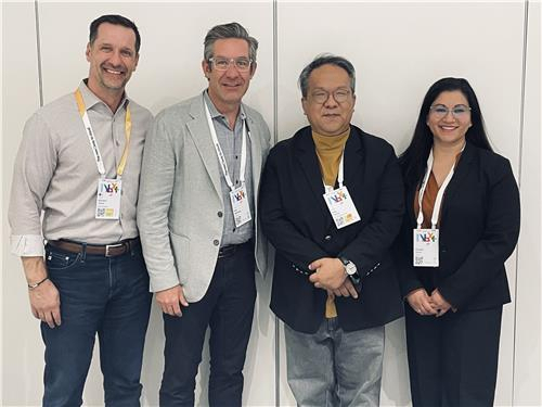 From left: Richard Clarke, Chief Analytics Officer at Highmark; Rob Birdsong, Vice President of Google Cloud Consulting West-Central Region; Hwang Hee, Kakao Healthcare CEO; and Shweta Maniar, Global Director for Google Cloud, pose for a photo at Google Cloud Next 2024, Las Vegas, Tuesday. (Kakao Healthcare)