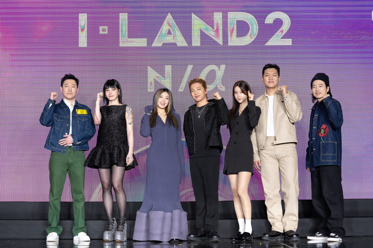 From left: Producer Kim Shin-young, Monika, Lee Jung, Taeyang, VVN, 24 and Producer Lee Chang-gyu pose for photos during the 