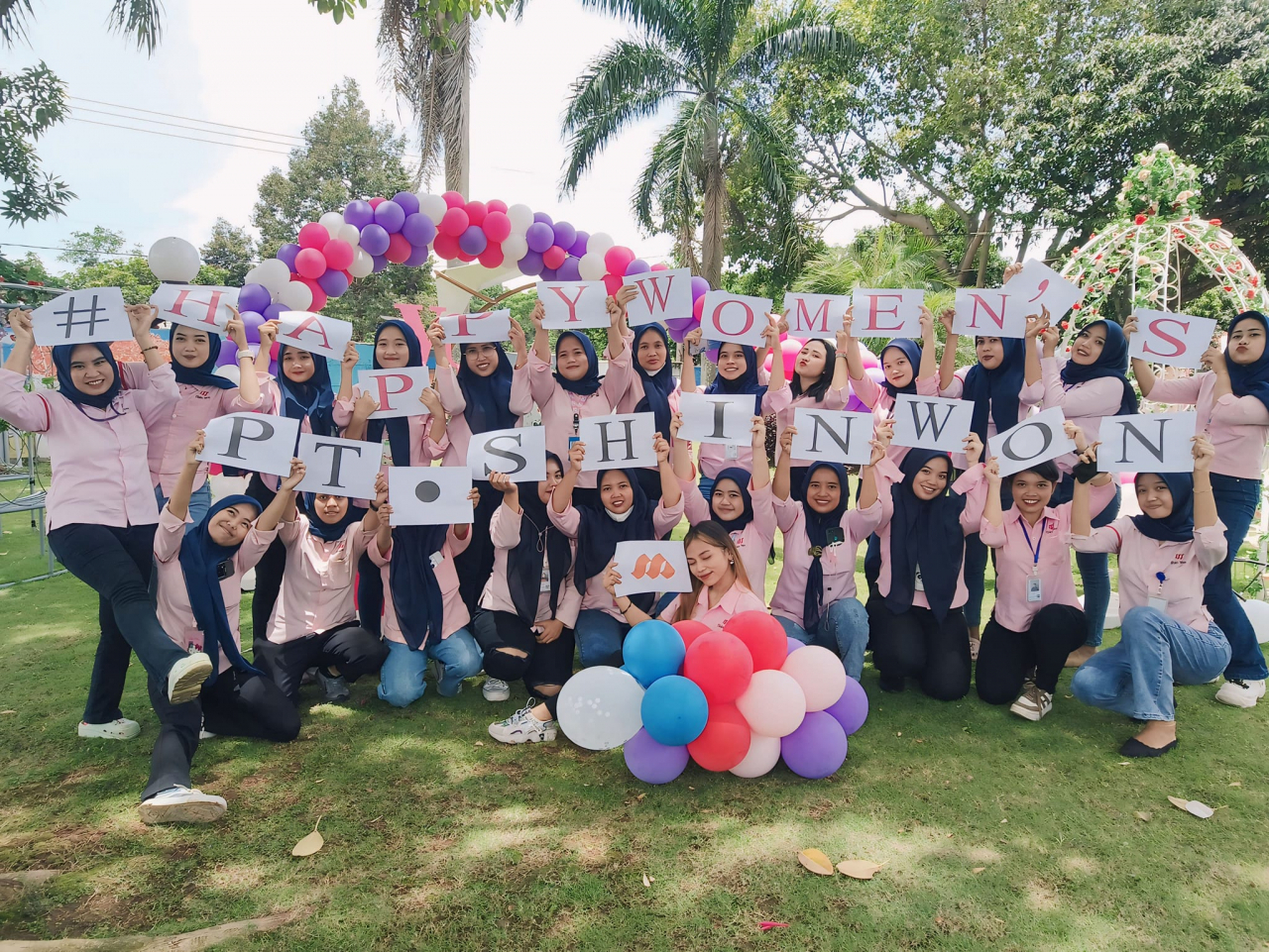 ShinWon Corporation employees at the production plant in Indonesia celebrate International Women's Day on March 8. (ShinWon Corp.)
