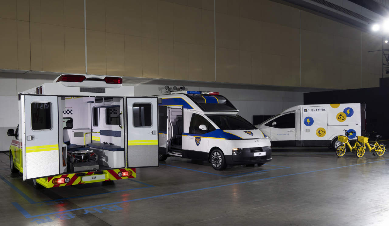 Hyundai Motor Company has been undergoing deployment tests of its new ST1 series of purpose-built vehicles with organizations such as Emergency Medical Services, the National Police Agency, and Kakao Mobility's T Bike. (Hyundai Motor Group)