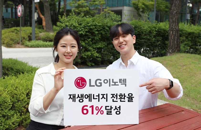 LG Innotek marks the company's 61 percent achievement rate of RE100 goals on Thursday. (LG Innotek)