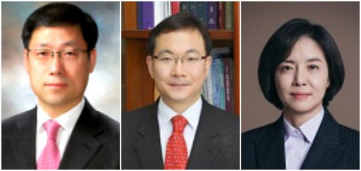 From left to right, this composite photo shows the nominees for Supreme Court justices: Roh Kyung-pil, a senior judge at the Suwon High Court; Park Young-jae, a senior judge at the Seoul High Court; and Lee Sook-yeon, a judge at the Patent Court. Courtesy of Supreme Court