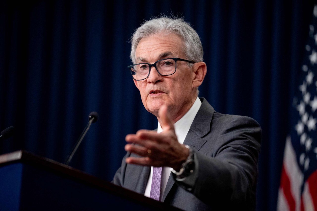 US Federal Reserve Chair Jerome Powell delivers remarks during a press conference in Washington on June 12 in this photo released by Reuters. (Yonhap)