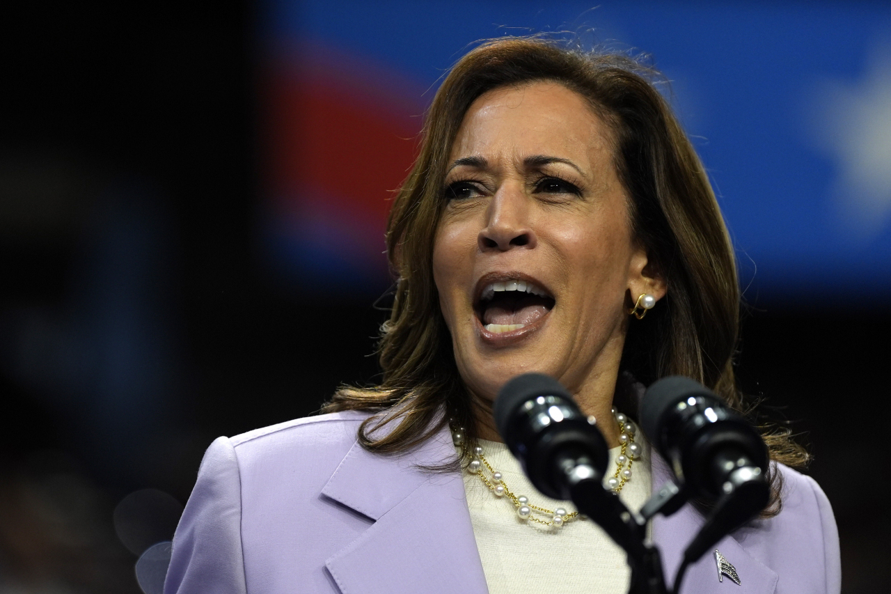 Democratic presidential nominee Vice President Kamala Harris speaks at a campaign rally, Aug. 10, in Las Vegas. (AP)