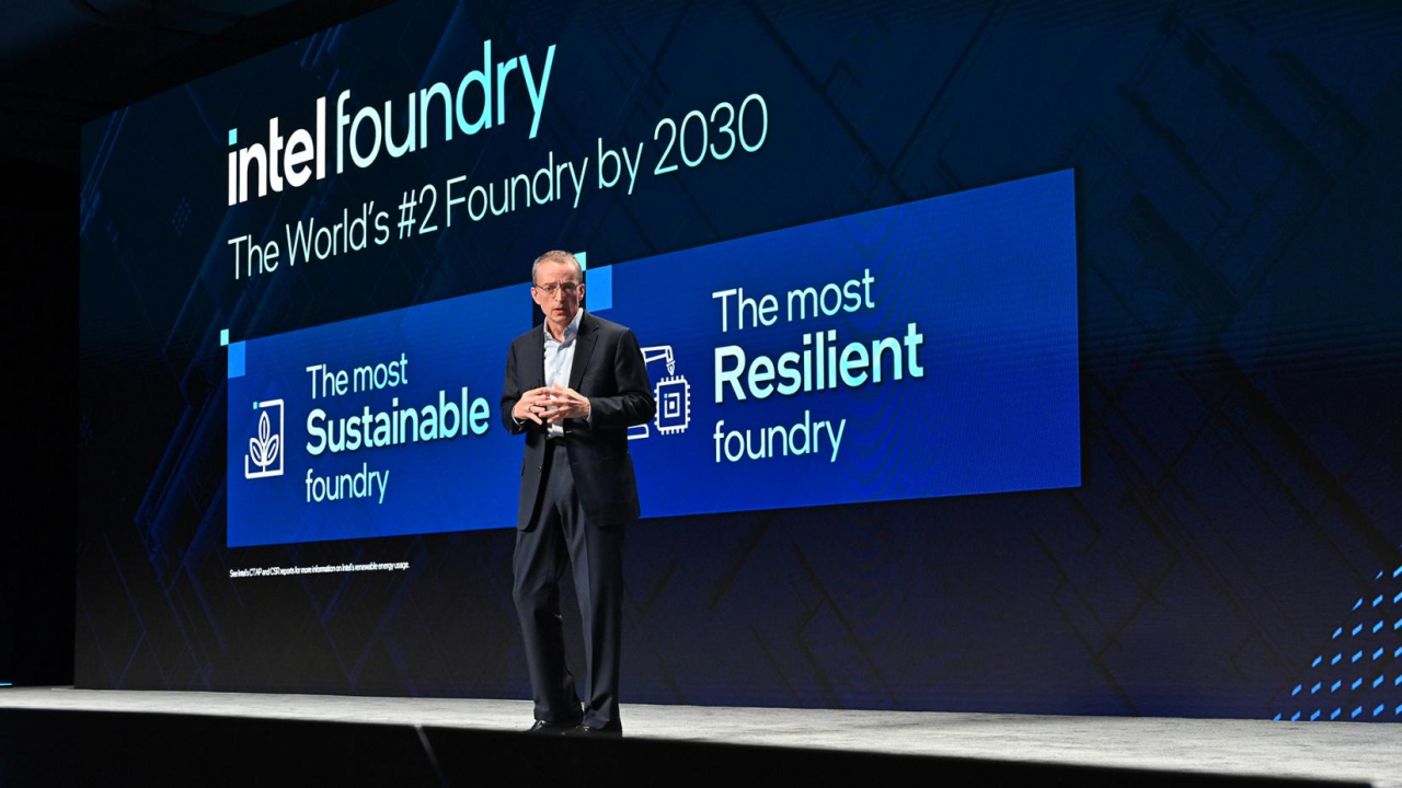 Intel CEO Pat Gelsinger introduces Intel Foundry during the Intel Foundry Direct Connect event in San Jose, California on Feb. 21, 2024. (Intel)