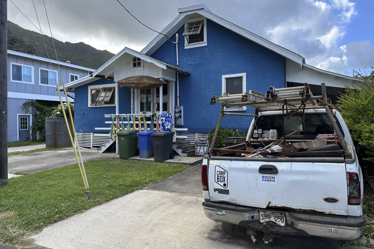 The house of Ryan Routh is seen in Kaaawa, Hawaii, Sunday. Routh is in police custody in connection with the apparent assassination attempt of Republican presidential nominee former President Donald Trump on Sunday in West Palm Beach, Florida, the United States. (AP-Yonhap)