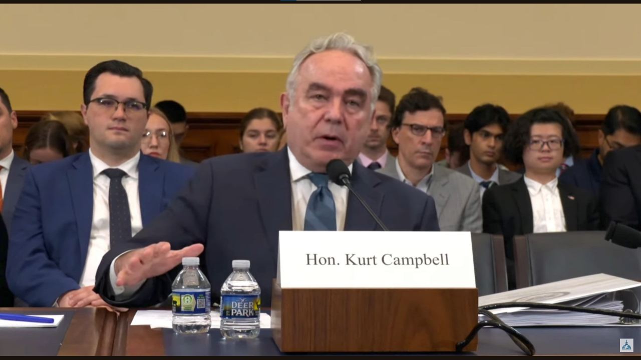 US Deputy Secretary of State Kurt Campbell speaks during a hearing of the House Foreign Affairs Committee on Wednesday in this photo captured from a YouTube account of the committee. (Yonhap)