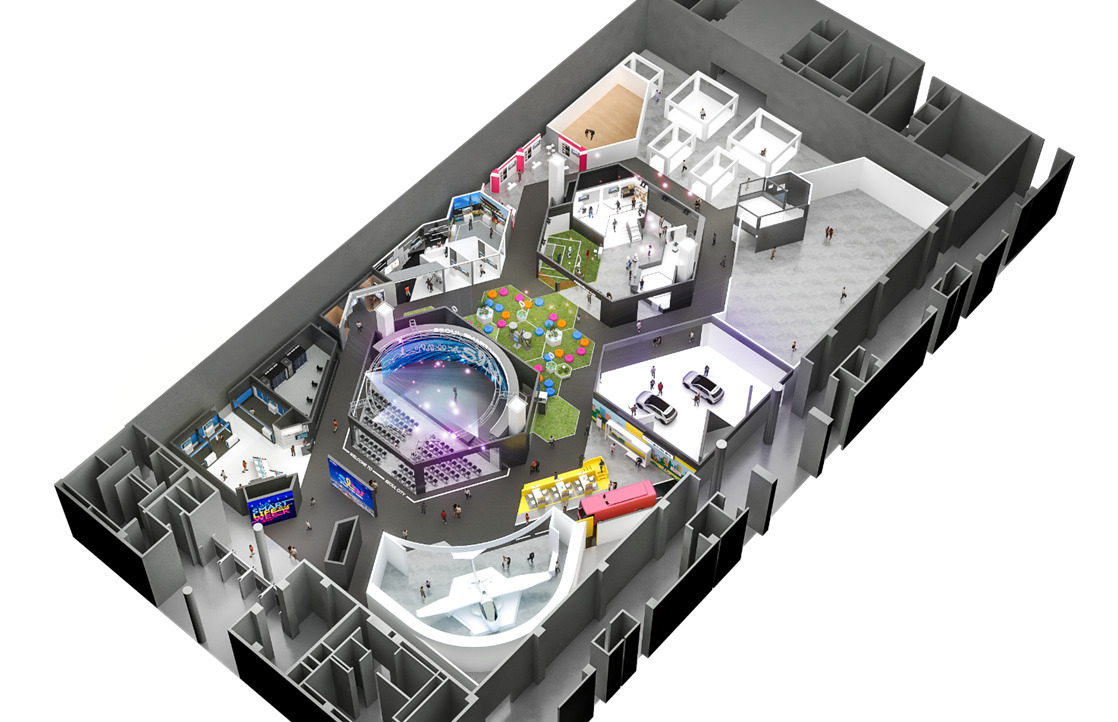 This rendered image shows a layout of Seoul Smart Life Week’s showroom, hosted by 42 different local companies, where visitors will be able to try various innovative and advanced smart city technologies. (Seoul Metropolitan Government)