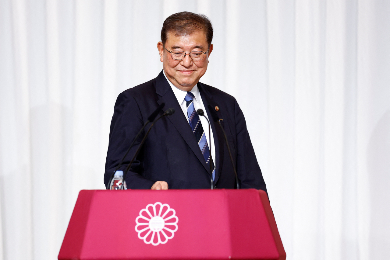 Shigeru Ishiba, the newly elected leader of Japan's ruling party, the Liberal Democratic Party enters the venue of a press conference after the LDP leadership election, in Tokyo, Japan Sept. 27. (Reuters)