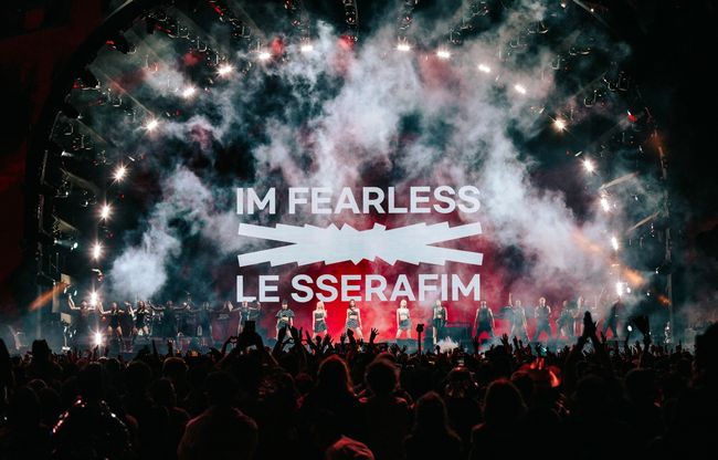 K-pop band Le Sserafim performs during the Coachella Valley Music and Arts Festival in California, on April 20. (Source Music)