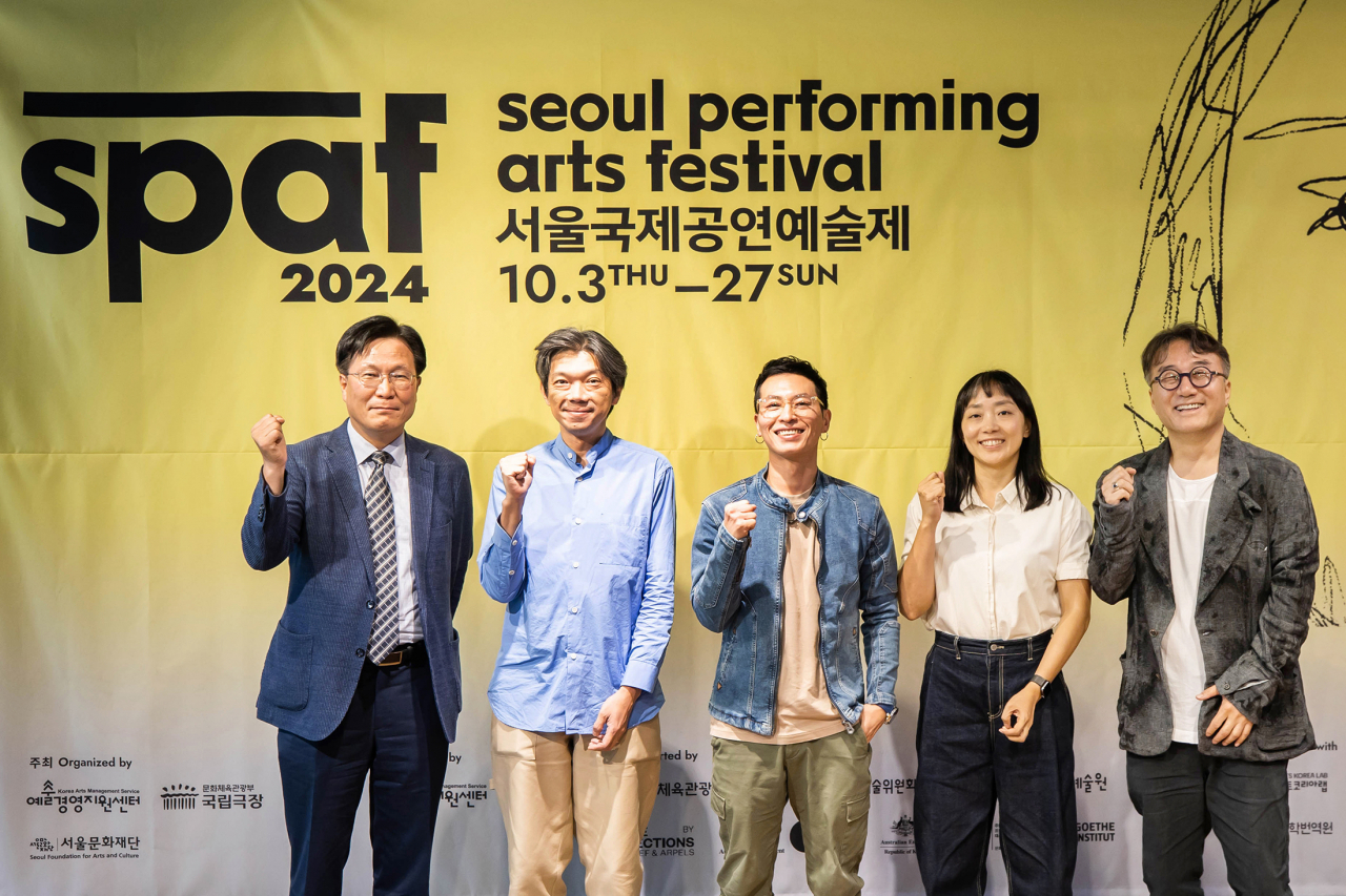 From left, Kim Jang-ho, president of Korea Arts Management Service, directors Kwon Byung-jun, Jung Hun-mok, Lee Jin-yeob and artistic director Choi Kyu. (Korea Arts Management Service)